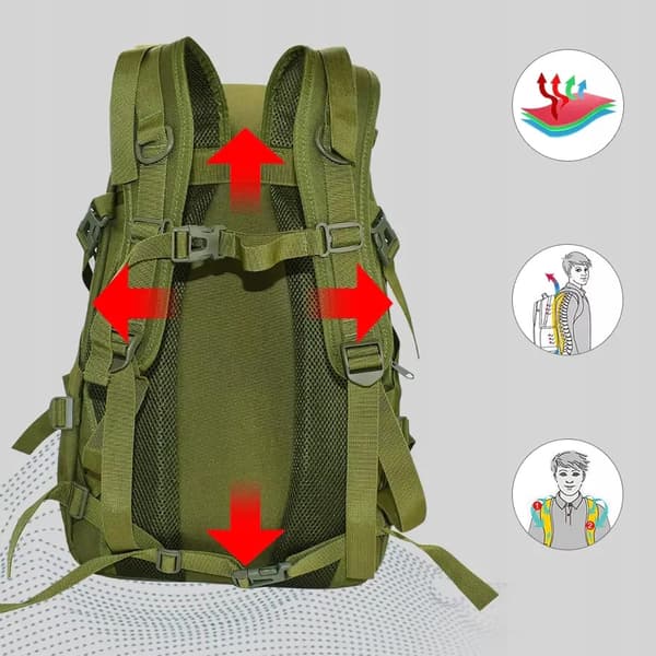 Militærrygsæk Trekking Overlevelseskapacitet Vandtæt Turist 55L