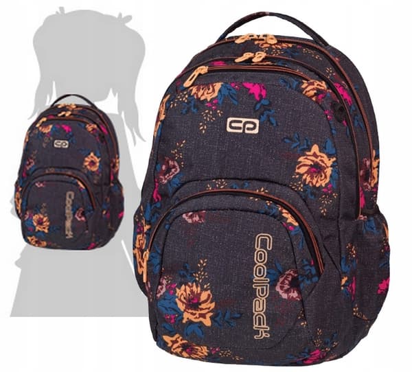CoolPack skolerygsæk med flere rum, flerfarvet, 26 l, blomster