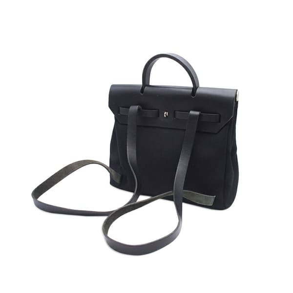 Pre-owned Hermès Toile Herbag Backpack PM Black