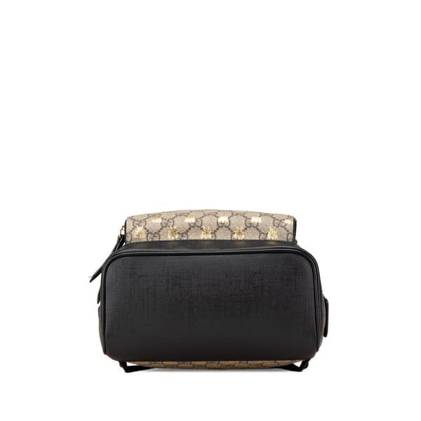 Pre-owned Gucci Small GG Supreme Bee Backpack Brown