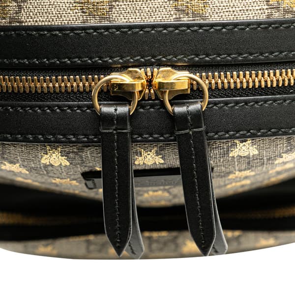 Pre-owned Gucci Small GG Supreme Bee Backpack Brown