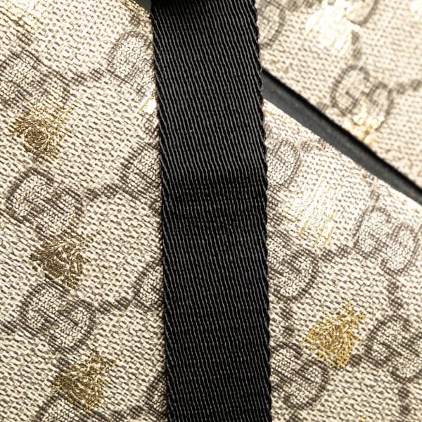 Pre-owned Gucci Small GG Supreme Bee Backpack Brown