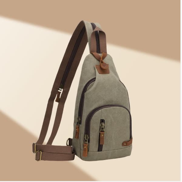 INF Stilig Canvas Brystveske Crossbody Sling Ryggsekk Grønn