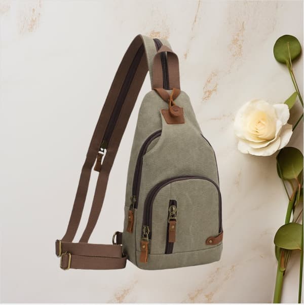 INF Stilig Canvas Brystveske Crossbody Sling Ryggsekk Grønn