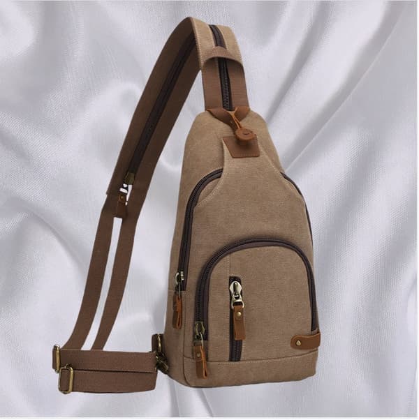 INF Stilig Canvas Brystveske Crossbody Sling Ryggsekk Brun