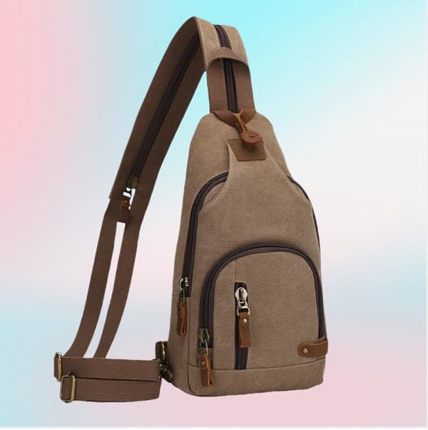 INF Stilig Canvas Brystveske Crossbody Sling Ryggsekk Brun