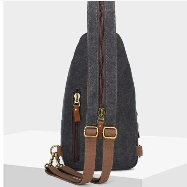 INF Snygg Canvas Bröstväska Crossbody Sling Ryggsäck Svart