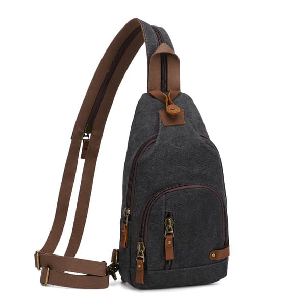 INF Snygg Canvas Bröstväska Crossbody Sling Ryggsäck Svart