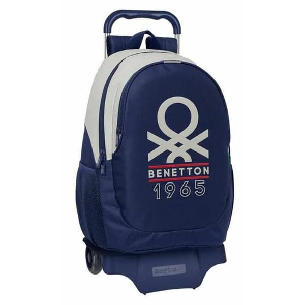 Skoleryggsekk med Hjul Benetton Varsity Grå 32 x 44 x 16 cm
