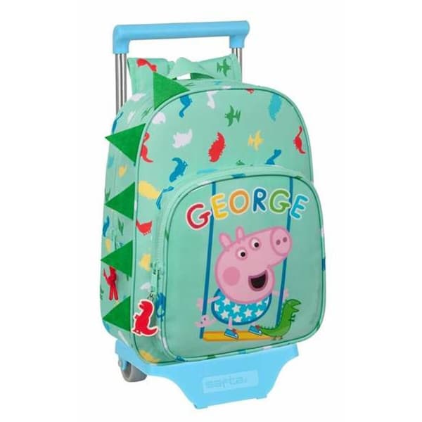 Skolerygsæk med Hjul Peppa Pig George Mint 26 x 34 x 11 cm