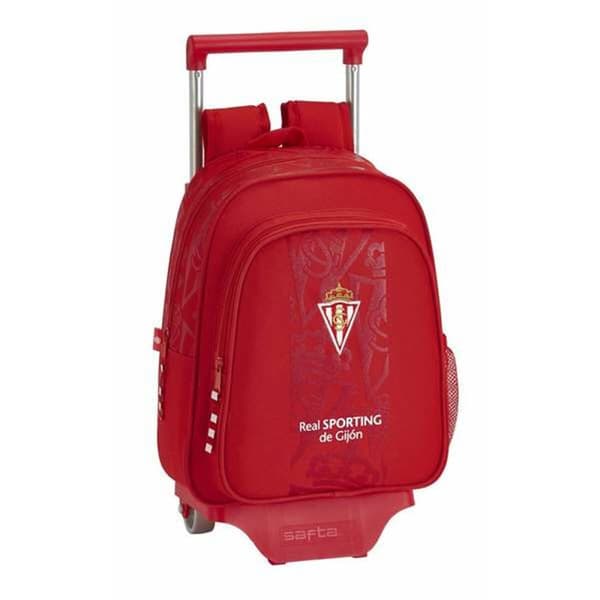 Skoleryggsekk med Hjul 705 Real Sporting de Gijon Rød 27 x 33 x 10 cm