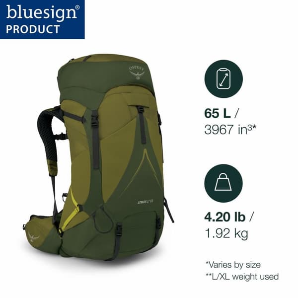Vandrerygsæk Osprey Atmos AG LT 65 Khaki 65 L Nylon