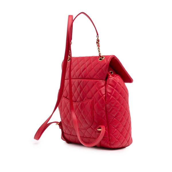 Pre-owned Chanel Medium Lambskin Urban Spirit Backpack Red