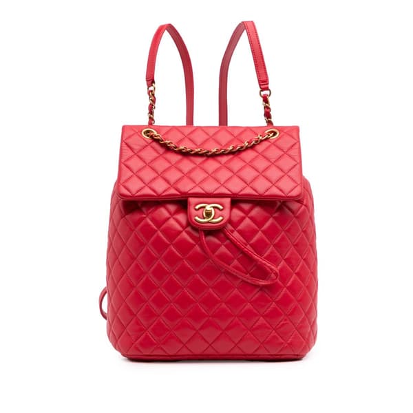 Pre-owned Chanel Medium Lambskin Urban Spirit Backpack Red