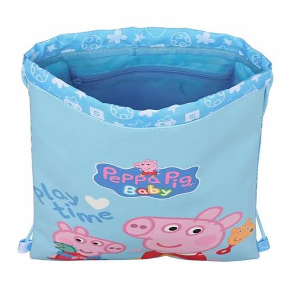 Skopåse med remmar Peppa Pig Ljusblå 26 x 34 x 1 cm