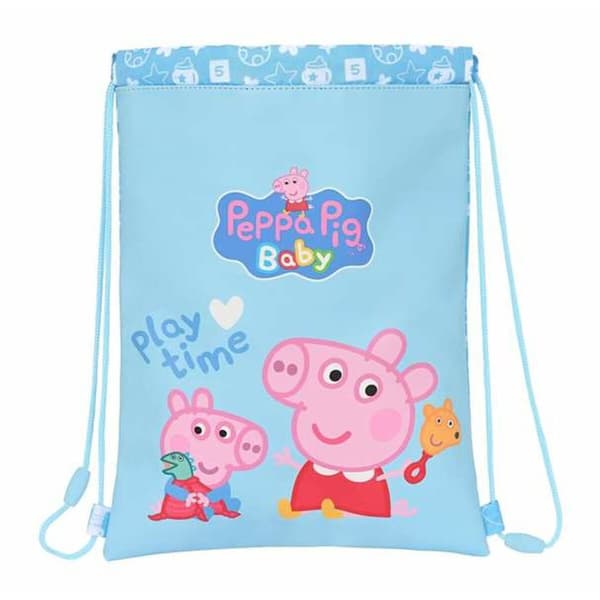 Skopåse med remmar Peppa Pig Ljusblå 26 x 34 x 1 cm