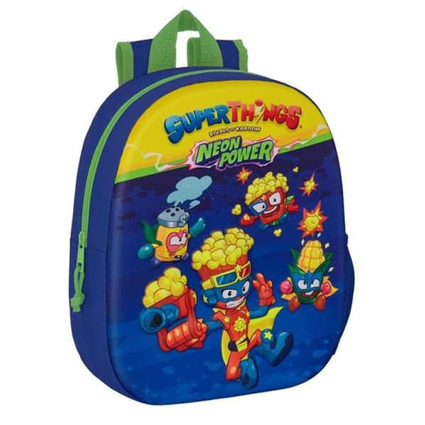 3D Skolebag SuperThings Blå Flerfarget 27 x 33 x 10 cm