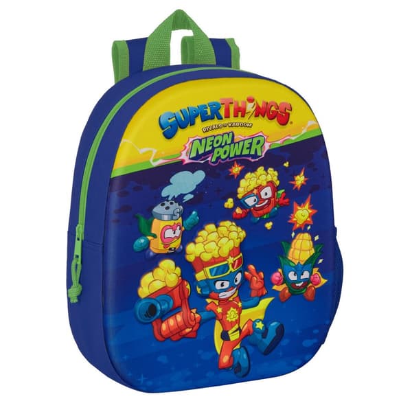 3D Skolebag SuperThings Blå Flerfarget 27 x 33 x 10 cm