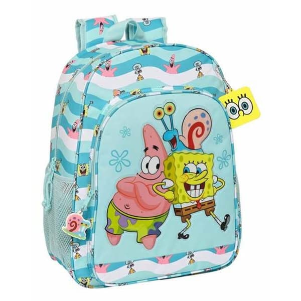 Skoletaske Spongebob Stay positive Blå Hvid