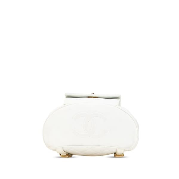 Pre-owned Chanel Medium Quilted Lambskin Duma Backpack White