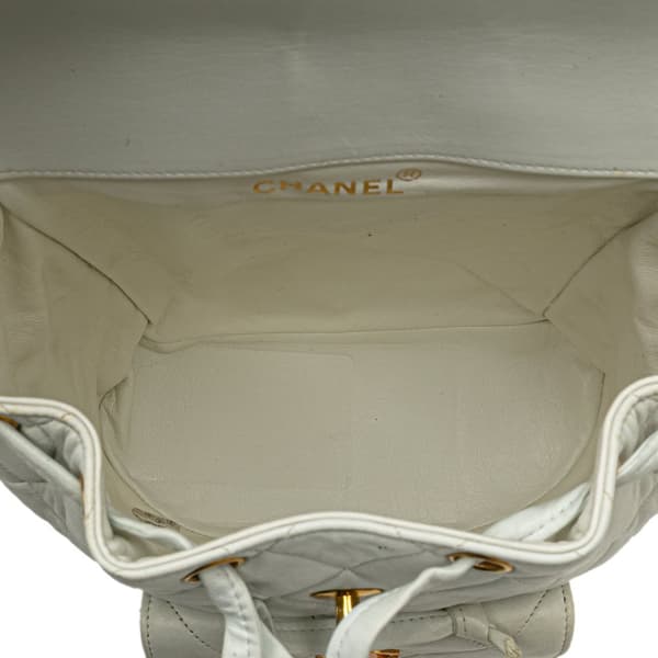 Pre-owned Chanel Medium Quilted Lambskin Duma Backpack White
