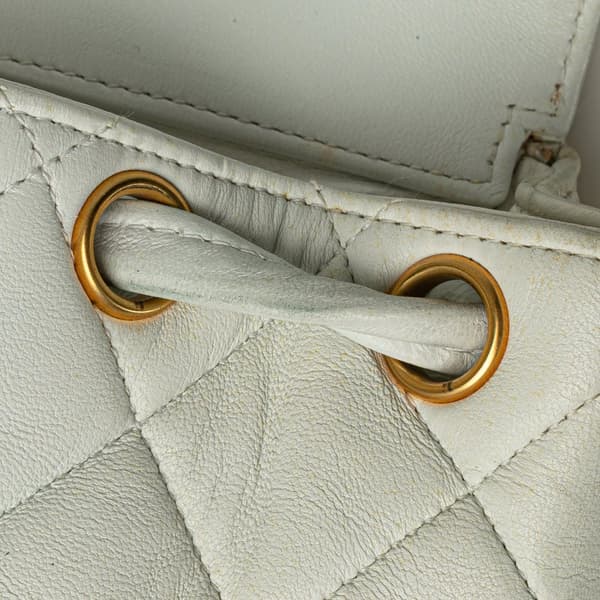 Pre-owned Chanel Medium Quilted Lambskin Duma Backpack White
