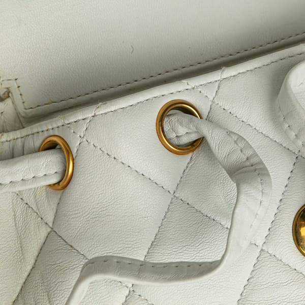 Pre-owned Chanel Medium Quilted Lambskin Duma Backpack White