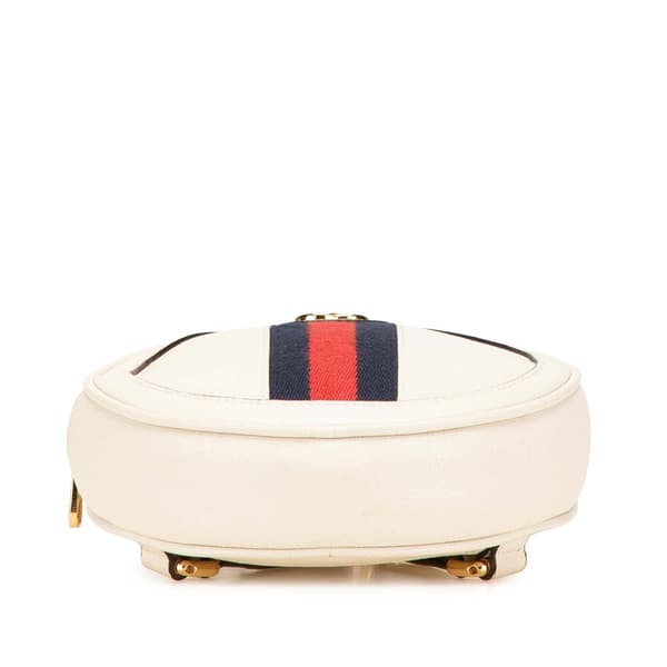 Pre-owned Gucci Mini Leather Round Ophidia Backpack White