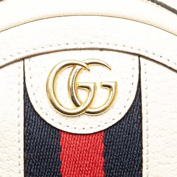Pre-owned Gucci Mini Leather Round Ophidia Backpack White