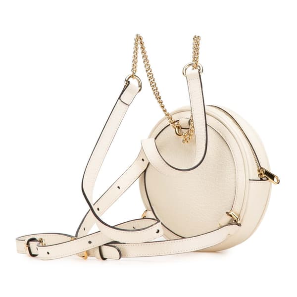 Pre-owned Gucci Mini Leather Round Ophidia Backpack White