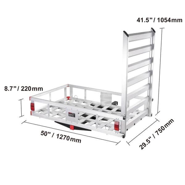 Peräkärryn tavarateline, alumiinirakenne, 500lb kantavuus,47x28x6 tuumaa