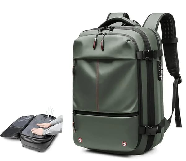 Vacuumkompressionsrygsæk, rummelig 56-75 liters kapacitet, blødt håndtag design,e-vakuum kompression