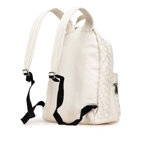 Pre-owned Bottega Veneta Nappa Intrecciato Backpack White