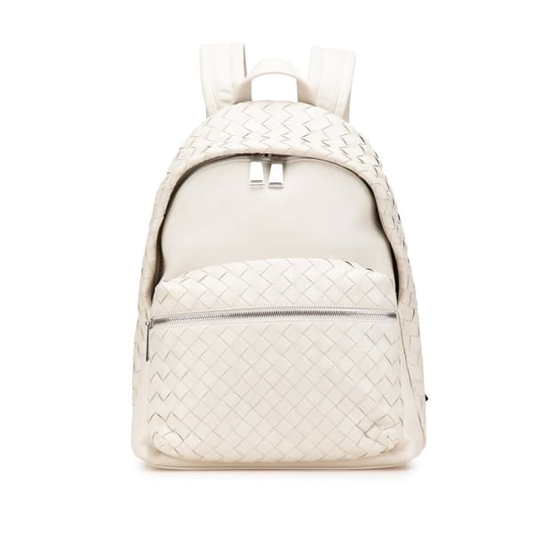 Pre-owned Bottega Veneta Nappa Intrecciato Backpack White