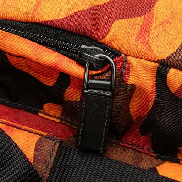 Pre-owned Prada Tessuto Camouflage Backpack Orange