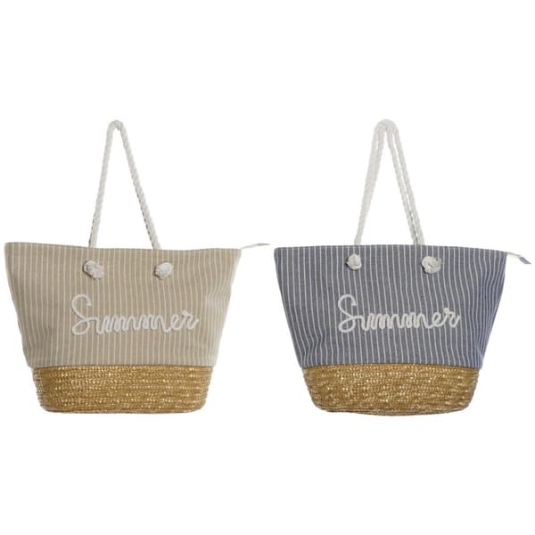 Damväska Home ESPRIT Blå Beige Naturell 52 x 16 x 33 cm (2 antal)