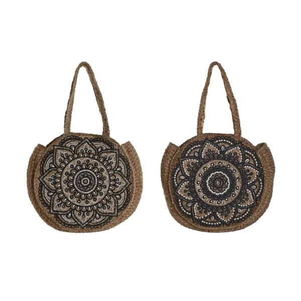 Håndtasker til damer DKD Home Decor Blå Sort Natur 36 x 12 x 36 cm (2 enheder)