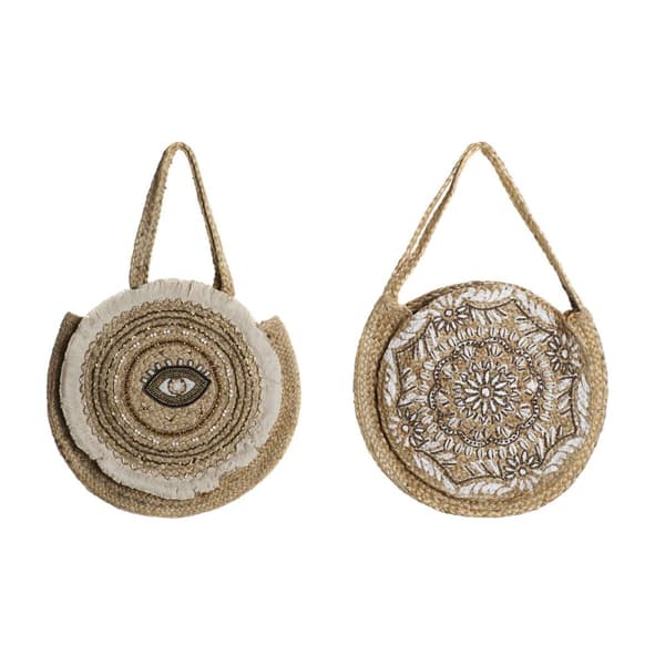 Håndveske for Kvinner DKD Home Decor Svart Beige Naturell 36 x 12 x 36 cm (2 enheter)