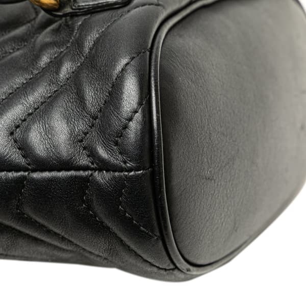 Pre-owned Gucci GG Marmont Matelasse Calfskin Backpack Black