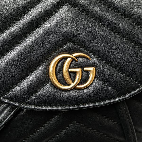 Pre-owned Gucci GG Marmont Matelasse Calfskin Backpack Black