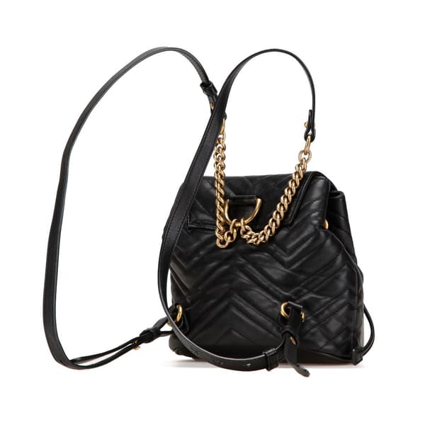 Pre-owned Gucci GG Marmont Matelasse Calfskin Backpack Black