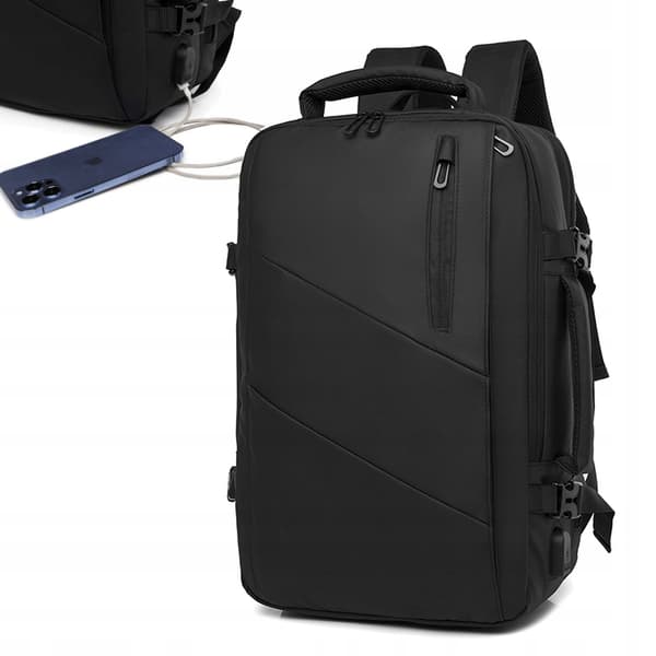 HERRE CITY RYGSÆK Elegant SORT STOR Skole KONTOR USB Laptop 32L