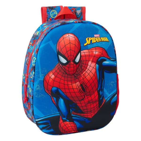 Børnetaske Spider-Man Rød Marineblå 27 x 33 x 10 cm 3D