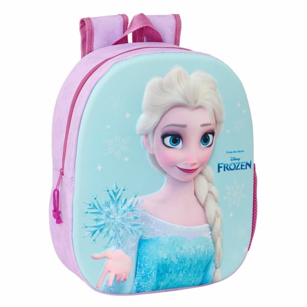 Børnetaske Frozen Pink Himmelblå 27 x 33 x 10 cm 3D