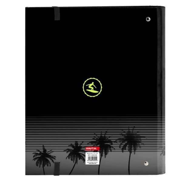 Ringbindning - Safta - Surf - A4 - Svart - Polyester 600D - 4 ringar 35 mm