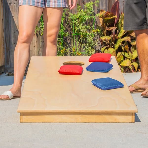 S - CH-BAGS-8-TOURN-REDBLUE - Set med 8 dubbelsidiga Cornhole-puffar för turnering - toppreglering