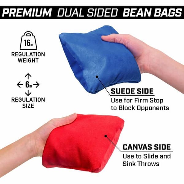 S - CH-BAGS-8-TOURN-REDBLUE - Set med 8 dubbelsidiga Cornhole-puffar för turnering - toppreglering