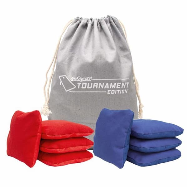 S - CH-BAGS-8-TOURN-REDBLUE - Set med 8 dubbelsidiga Cornhole-puffar för turnering - toppreglering