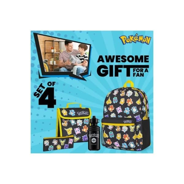 Ryggsäck - POKEMON - Set med 4 - Svart - Pojke - Skolmaterial
