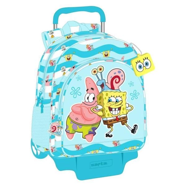 Ryggsäck med vagn - Safta - SvampBob Fyrkant - Mångfärgad - 33x42x14 cm - Ergonomisk